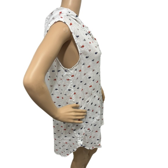 FOR CYNTHIA Coastal Lady 100% Linen Swimsuit Cover Up Pop Over Mini Beachy Sz M - Picture 3 of 12